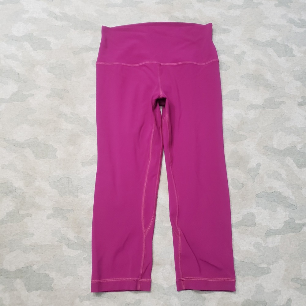 Lululemon Crop Leggings Womens 8 Purple Yoga Gym Pull On Running Outdoors